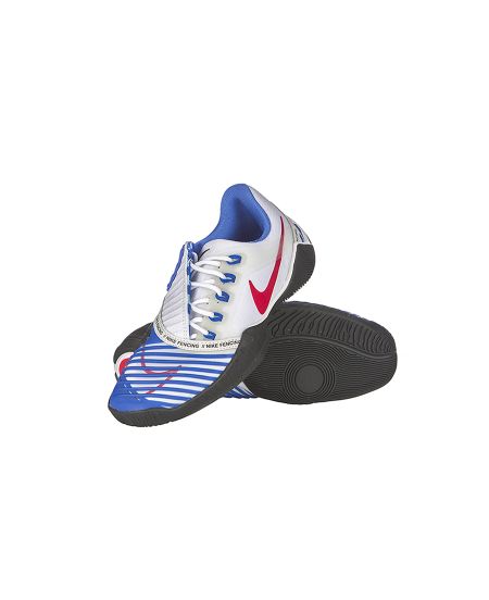 Junior NIKE BALLESTRA 2 Fencing Shoes - 100 WHITE/BLUE/RED